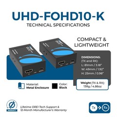 OREI 4K@60Hz HDMI™ Extender – 10km (Fiber-Optic) (UHD-FOHD10-K)