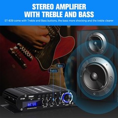 Bluetooth 5.0 Stereo Audio Receiver Amplifier 2.1 Channel Hi-Fi Amp &USB/RCA/AUX