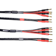 CESS-106-3f Bi-Wire Banana Plug Splitter Speaker Cable, 2 Banana Plugs to 4 B…