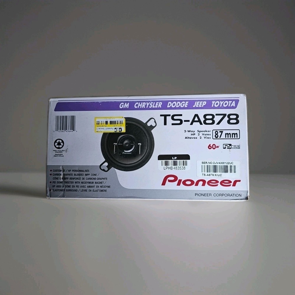 Pioneer TS-A878 A-Series 3.5-Inch 2-Way Coaxial Speakers 60 Watts Max Power