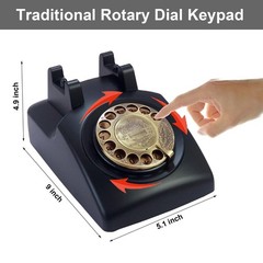 TelPal Corded Telephone Antique Rotary Dial 8008-Black Vintage Home Office Decor
