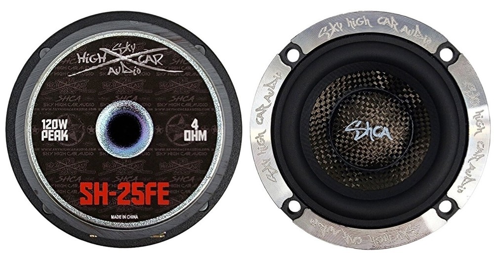 Sky High Car Audio SH-25FE 2.5″ Loudspeaker with Carbon Fiber Cone (Pair) 30 W