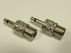 2X F Female to 3.5 mm Male Coaxial Adapter Coax Connector or 1/8″ Coaxial Mono