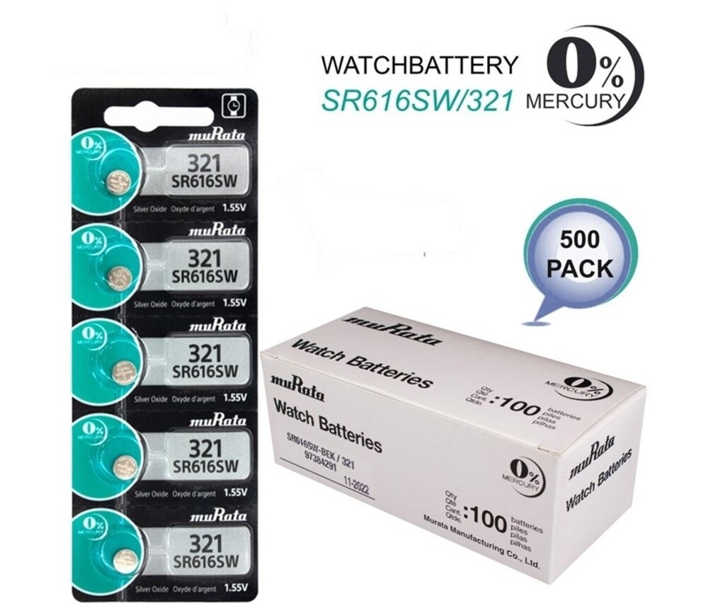 321 Murata Silver Oxide 1.55V Battery – SR616SW, D321, 611, 500 Wholesale Pack