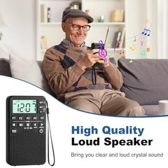 AM FM Radio Portable, Easy to Use AM FM Pocket Radio with LCD Screen, Loud