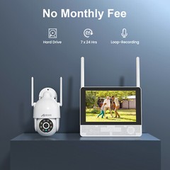 ANRAN 5MP Wireless Home Security Camera System WiFi Outdoor 360° PTZ 2TB 8CH NVR