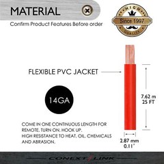 25ft 14GA Gauge Primary Wire Power Cable Turn On Hook Up Remote Red OFC Copper