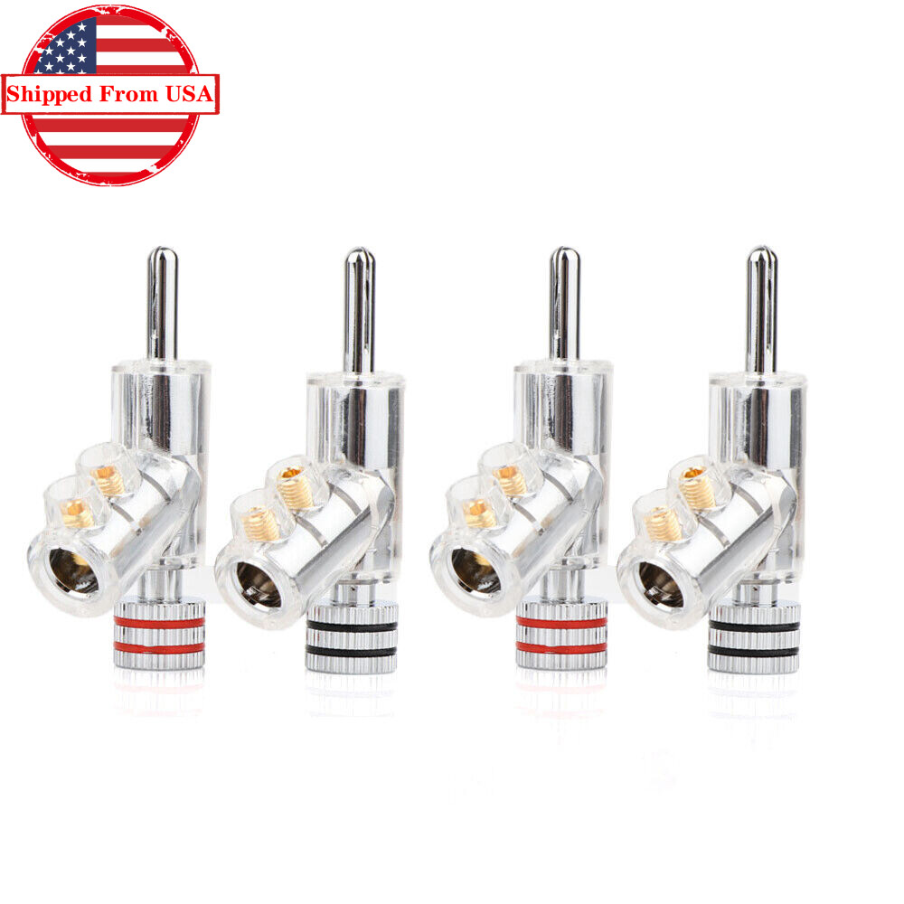 8pcs Rhodium Plated Locking Speaker Banana Plug Welding Free Audio Connector