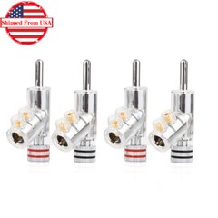 8pcs Rhodium Plated Locking Speaker Banana Plug Welding Free Audio Connector