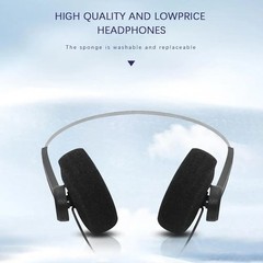 Retro Over Ear Headphones Vintage Wired 3.5mm Headset Adjustable Headband Black