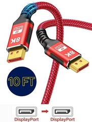 UHD 8K DisplayPort Cable 10FT 8K@60hz, 4K@144hz32.4Gbps, HDR, HBR3 DP to DP Cord