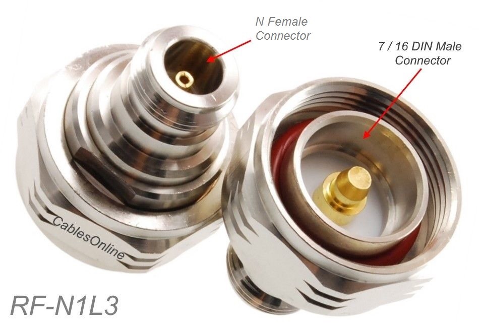 7/16 DIN Male to N Female RF Adapter, CablesOnline RF-N1L3