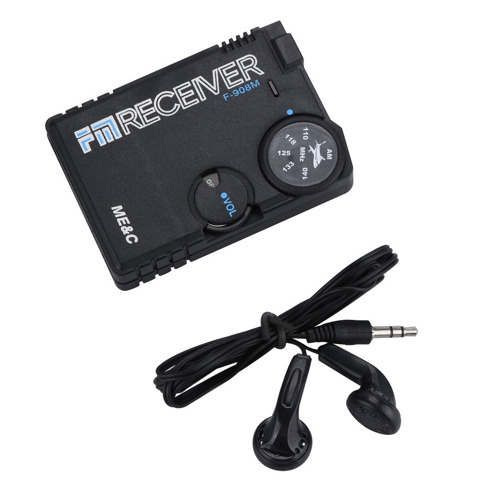 110-140MHZ Air Band Radio AM Receiver Aviation Band Receiver Black Airport