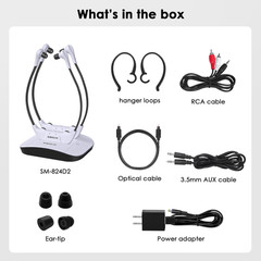 SIMOLIO Digital 2.4GHz Dual Wireless TV Headsets for Hearing Imparied, NEW