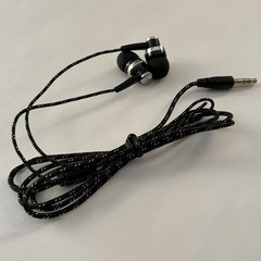 Black In-Ear Earbuds Stereo Tangle Free Braided Cable Cord Quality Sound Bass
