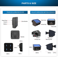 Solar Driveway Alarm- 1/4 Mile Long Transmission Range-1 Receiver+2 Sensors | So