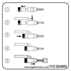 WGGE WG-3334 24k Gold Plated Banana Plugs (Open Screw Type) (6 Pairs)