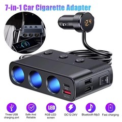 7in1 Cigarette Lighter Splitter,12V/24V Car Charger Adapter Independent Switches