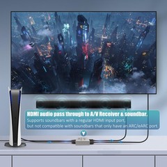HBAVLINK HDMI Splitter 1 in 2 Out 4K 60Hz – EDID Clone, HDCP2.2, HDR, Grey