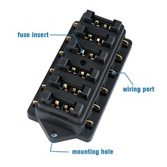 6 Way Blade Fuse Box Block Holder 12-24V Car Boat Power Distribution Panel Board
