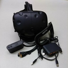 HTC Vive Virtual Reality Headset w/ cables + OEM Link Box and power adapter
