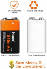 4PCS 850mAh 6F22 9V Li-ion Rechargeable Battery With Charger Lithium 9V Block