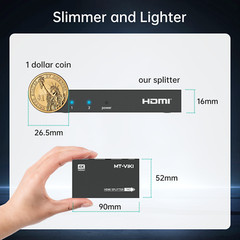 MT-VIKI 1 in 2 out HDMI 1.4 Splitter 4K 30HZ 2 Port Dual Monitor Display TV HDTV
