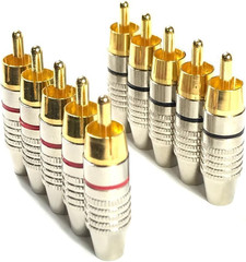 RCA Plug Solder Gold Audio Video Connectors (10 Pack)