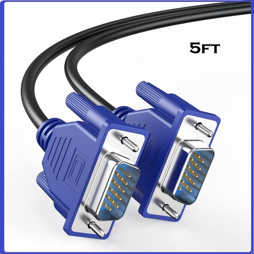 5 FT DB15 15 Pin Monitor Cable Male M/M for Apple Mac Windows VGA Video Display
