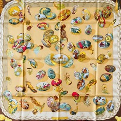 Hermes Silk Scarf Couvee d’Herme Beige Brown Multi Color 90cm x 90cm Brand