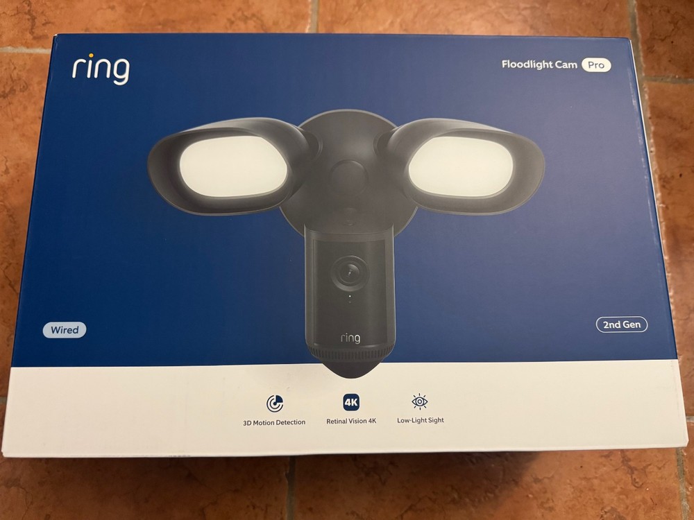 New Ring Floodlight Cam Pro Wired 2nd Gen (Newest Model) Retinal 4K – Black