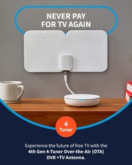 TV 4th Gen 4-Tuner Over-The-Air (OTA) DVR & 35-Mile Indoor Antenna – Watch, P…