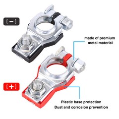 2x Car Battery Terminal Clamp Connectors Positive Negative Release Disconnect
