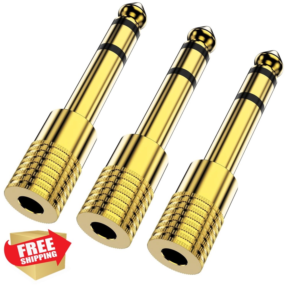 BERLAT 1/4 to 3.5mm Adapter 3 Pack Gold