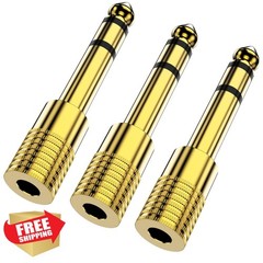 BERLAT 1/4 to 3.5mm Adapter 3 Pack Gold