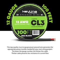 12 Gauge Speaker Wire 100 Feet Black| 122 Awg Gauge Outdoor Speaker Wire Cl3 Cl2