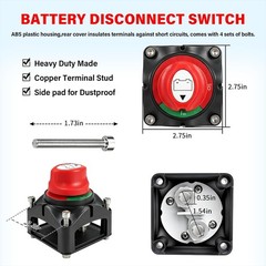 Battery Disconnect Switch, 2PCS Cables 1.64FT with Heavy Duty Wire Lugs, Battery