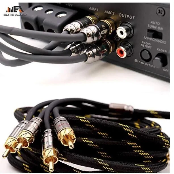 Elite Audio PRO 100% Copper 4 Channel 15′ ft RCA Audio Interconnect Stereo Cable
