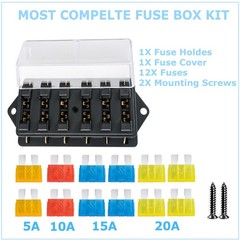 6 Way Blade Fuse Box Block Holder 12-24V Car Boat Power Distribution Panel Board