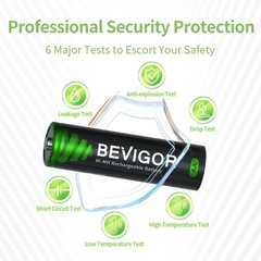 BEVIGOR AA Rechargeable Batteries 1500 Cycle, 2800 mAh High AA-12, Green