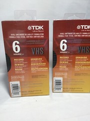 2 New Blank VHS Tapes–2 Pack, Sealed. 6 hours long TDK
