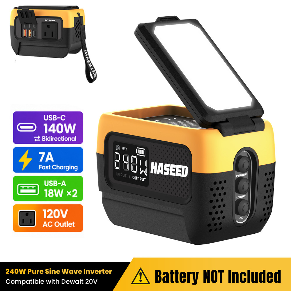 240W Pure Sine Wave Power Inverter For Dewalt 20V Battery,110-120V AC Station