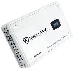 Rockville ATOM 8W 8-Channel 3500w Weather Proof Bluetooth Car Amplifier+Amp Kit
