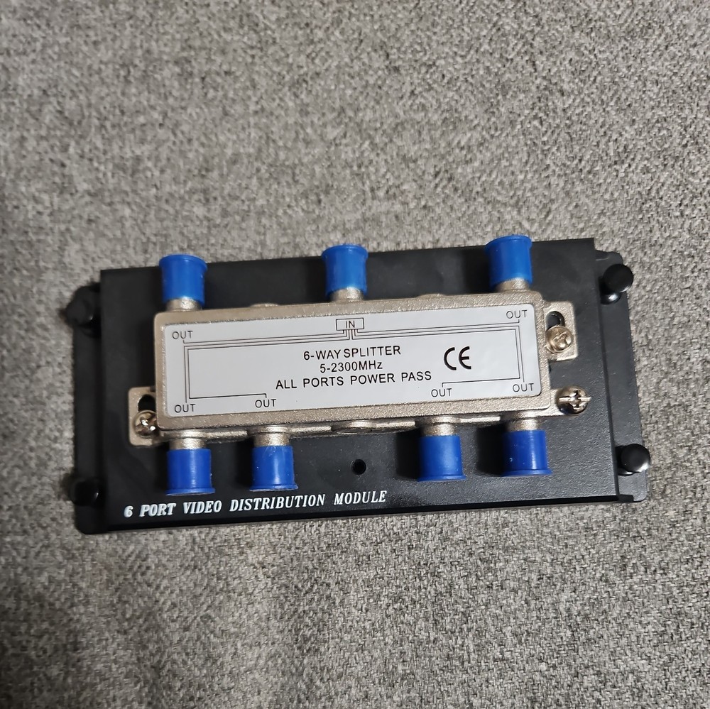6 Way TV Splitter 5-2300 MHz Coax Cable Adapter for RG59 RG6 HDTV Satellite