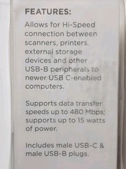 NEW & SEALED! ATIVA C/B USB 2.0 Cable 6.5 FT (2.0m) USB-C Printer 725-……….