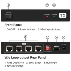 HDMI Extender Splitter up to 165Ft 1 in 4 Out over Cat5E or 6 or 7 Repeater Balu