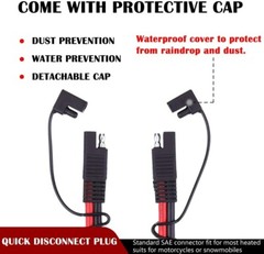 14AWG/16AWG SAE to SAE Extension Cable 2 Pin Quick Disconnect Wire Harness Cord