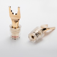 Y Spade to Banana Female Adapter Gold Plated 4mm Speaker Cable Connector