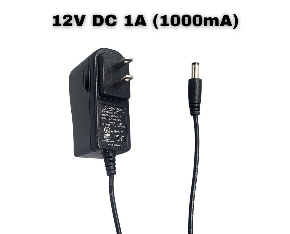 12V DC 1A 1000mA AC to DC Power Supply Adapter Wall Charger for 12V Electronics