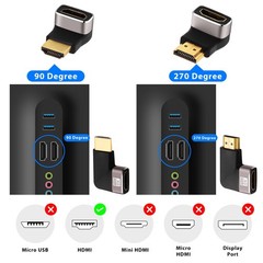 4 Pack Black 8K HDMI Right Angle Adapter 90 and 270 Degree